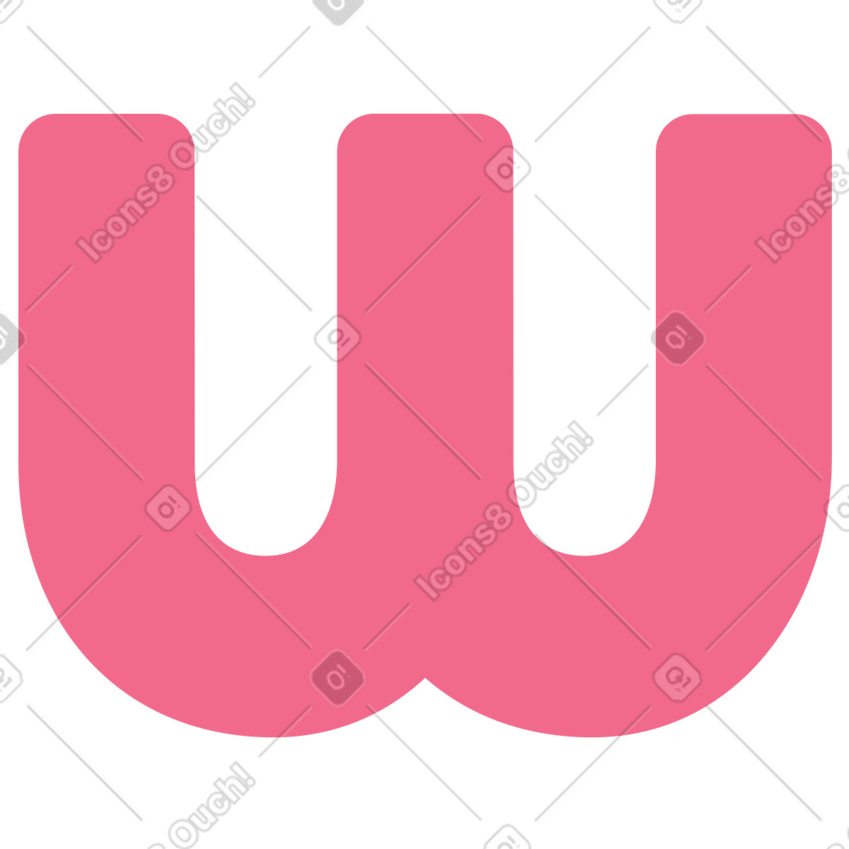 Ilustración Letra w jugosa en estilo Juicy a descargar en PNG y SVG