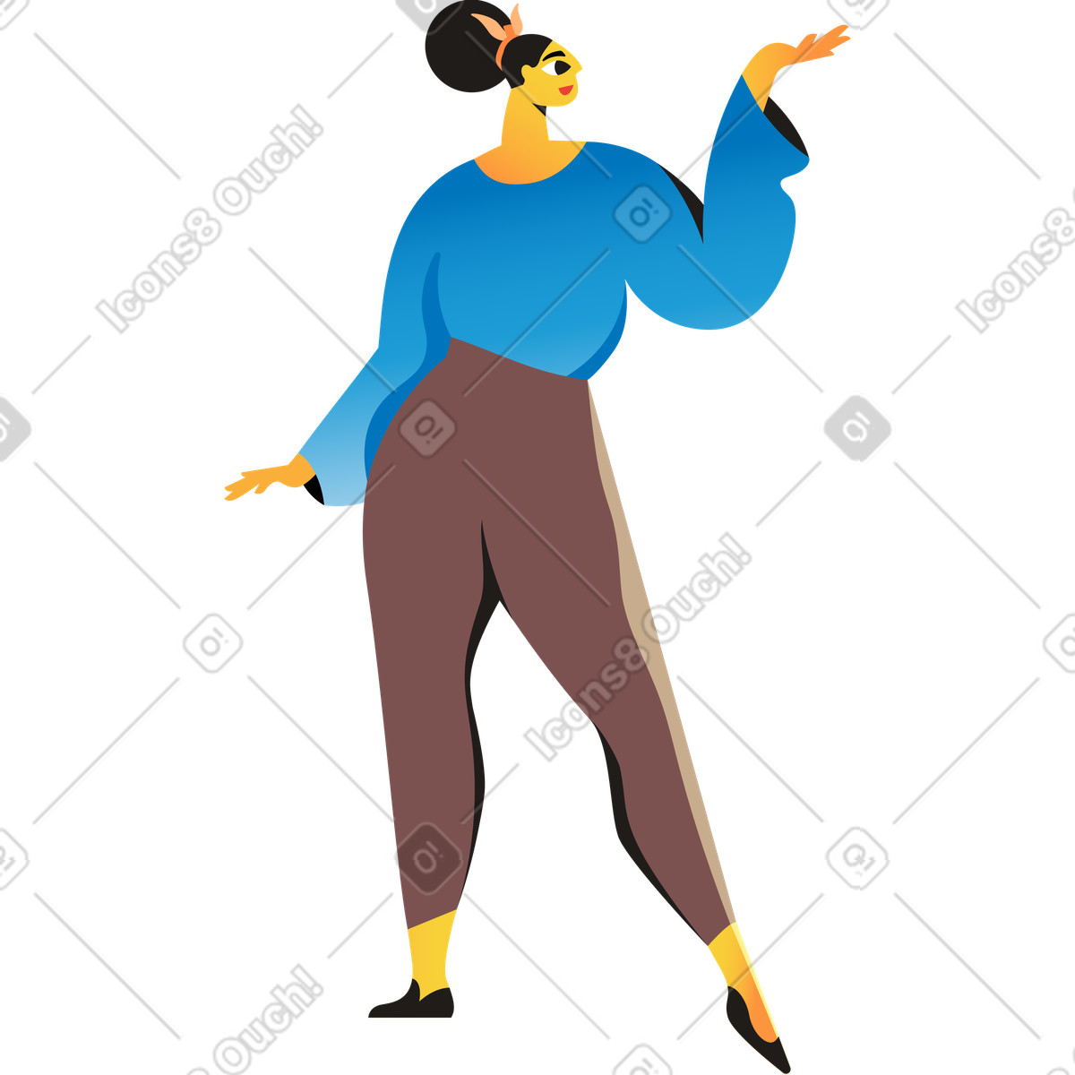 Ilustración animada Mujer en estilo Jaconda a descargar en GIF, Lottie (JSON), AE