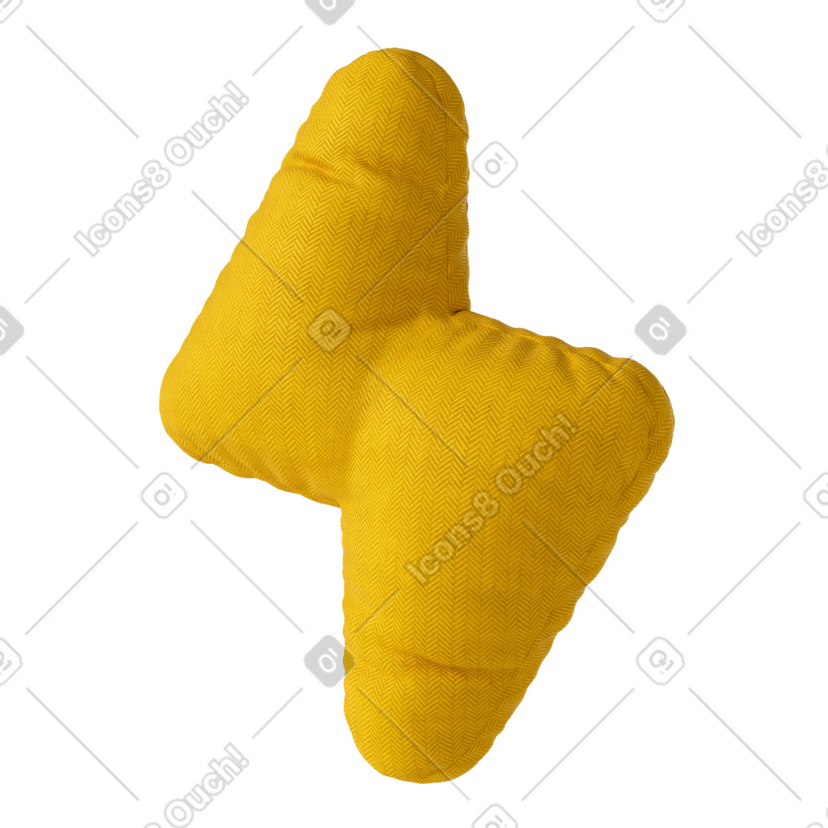3D Soft Yellow Stuffed Thunderbolt illustration in Plush icons style download in PNG, SVG