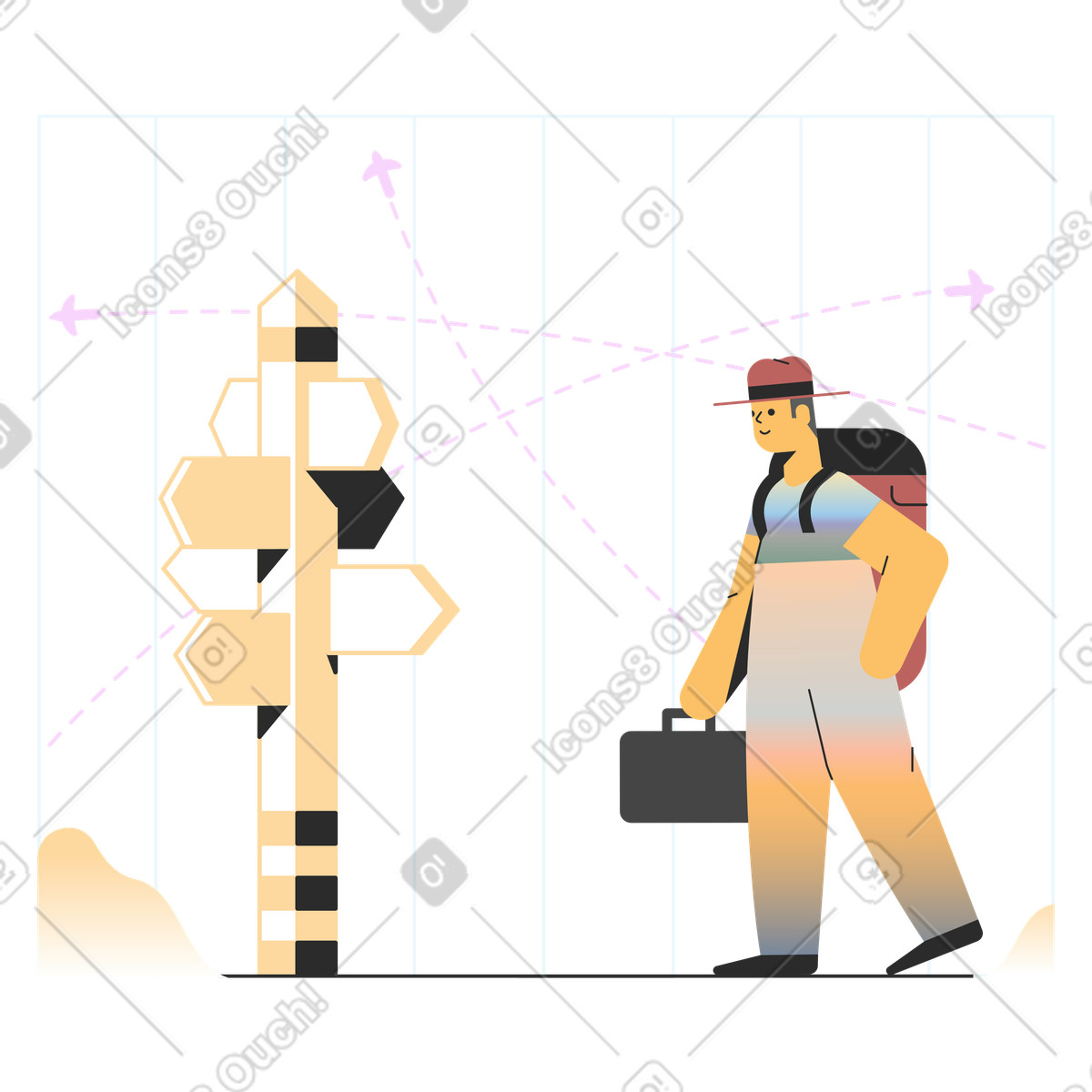 Ilustração de Destinos viagem em no estilo Marginalia para baixar em PNG, SVG