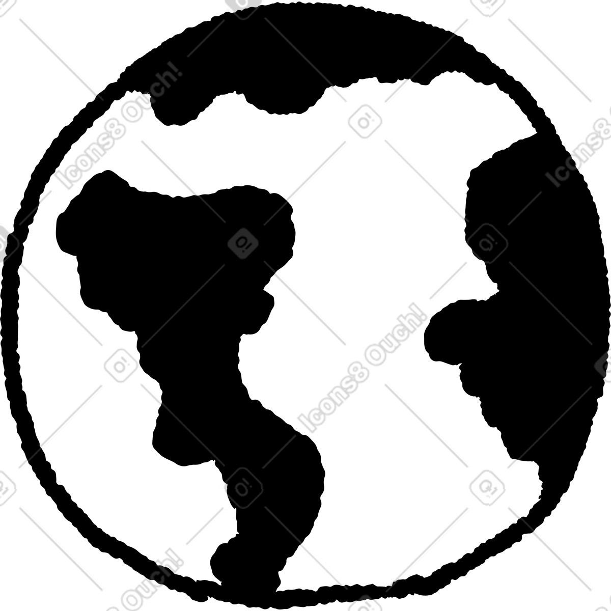 Ilustração de Globe silhouette showing americas and africa continents simple outline drawing em no estilo Black Chalk para baixar em PNG, SVG