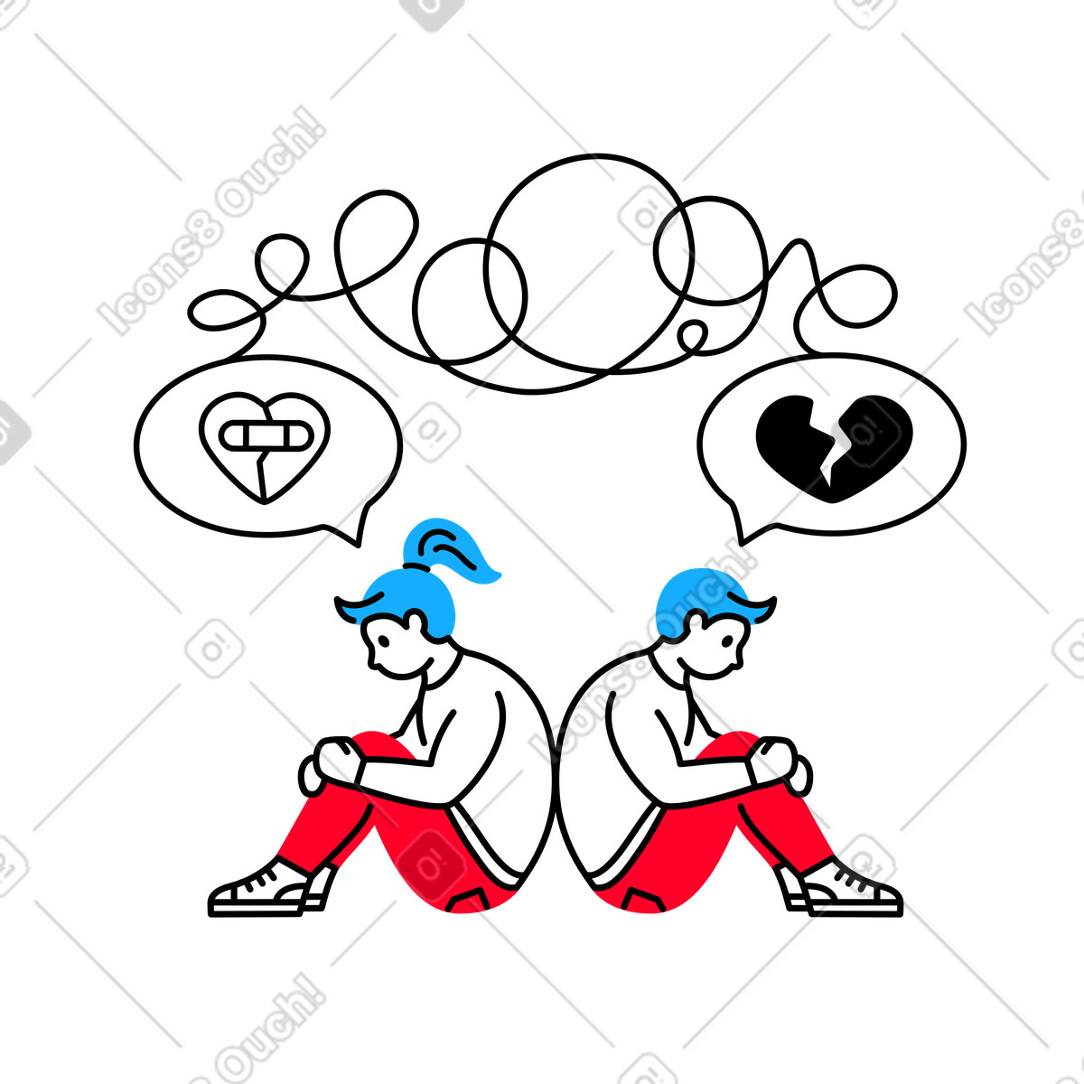 Ilustración Relación compleja entre hombre y mujer en estilo Transistor a descargar en PNG SVG
