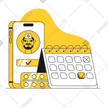 Calendar and smartphone with medical appointment PNG, SVG