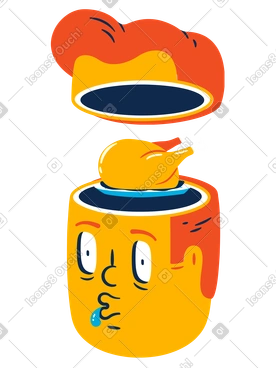 Man salivating while thinking about roasted chicken PNG, SVG