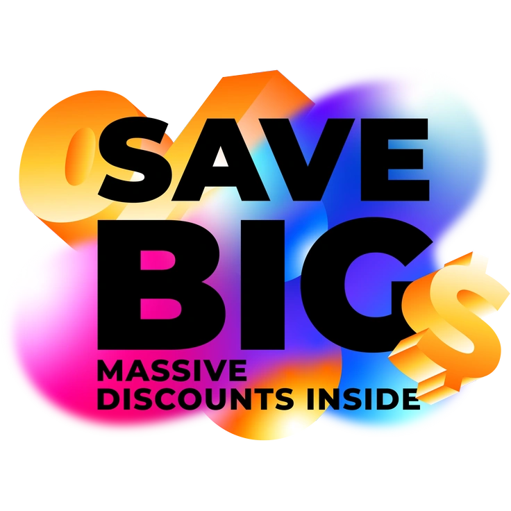Colorful text promoting savings and discounts - Typography style illustration