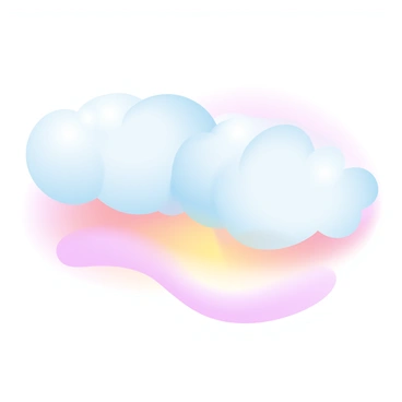 Two fluffy clouds holding hands as they float through a pink sunset