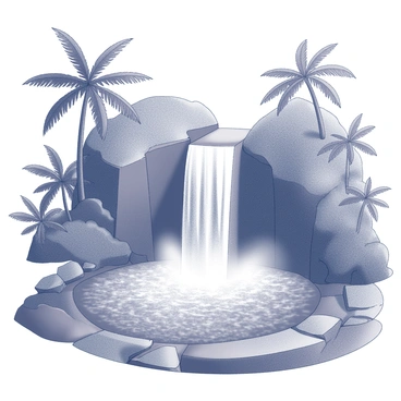 A majestic waterfall cascading into a lush rainforest pool