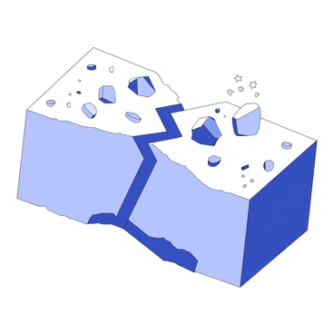 A cartoon-style animation frame depicts a geological scene with rocks shifting along a reverse fault. The rocks are shown in various sizes and shapes, some jagged and sharp, while others are more rounded. The fault line is prominently illustrated, creating a clear division between the two sections of earth. The rocks on the upper side of the fault are slightly displaced upwards, while the lower side appears to be pushed downwards, creating an exaggerated visual effect. Dust and debris are shown being displaced as the rocks shift, adding a sense of motion to the scene. Overall, the illustration captures the dynamic nature of tectonic activity in a visually engaging way.