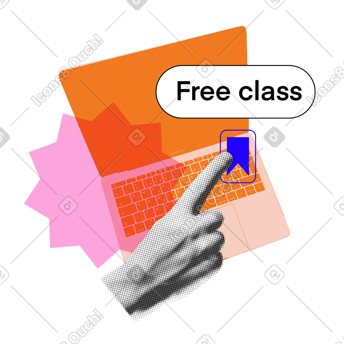 Attend a free online class illustration in PNG, SVG