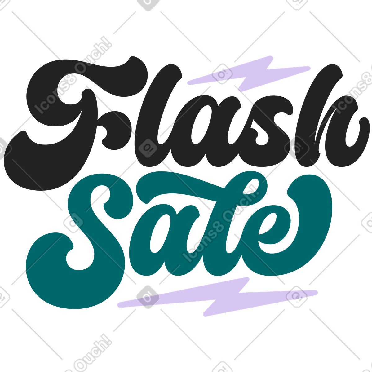 Ilustración Venta flash de letras en estilo Sammy Line a descargar en PNG y SVG