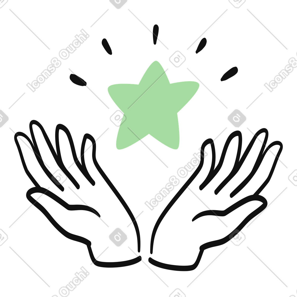 Ilustração de Hands holding star symbolizing personal achievement and reaching important goals em no estilo Organic para baixar em PNG, SVG