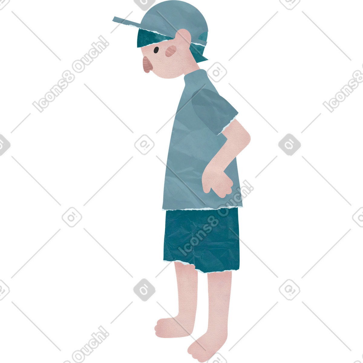 下载 Papery 风格的 男孩 插画，支持 PNG、SVG 格式