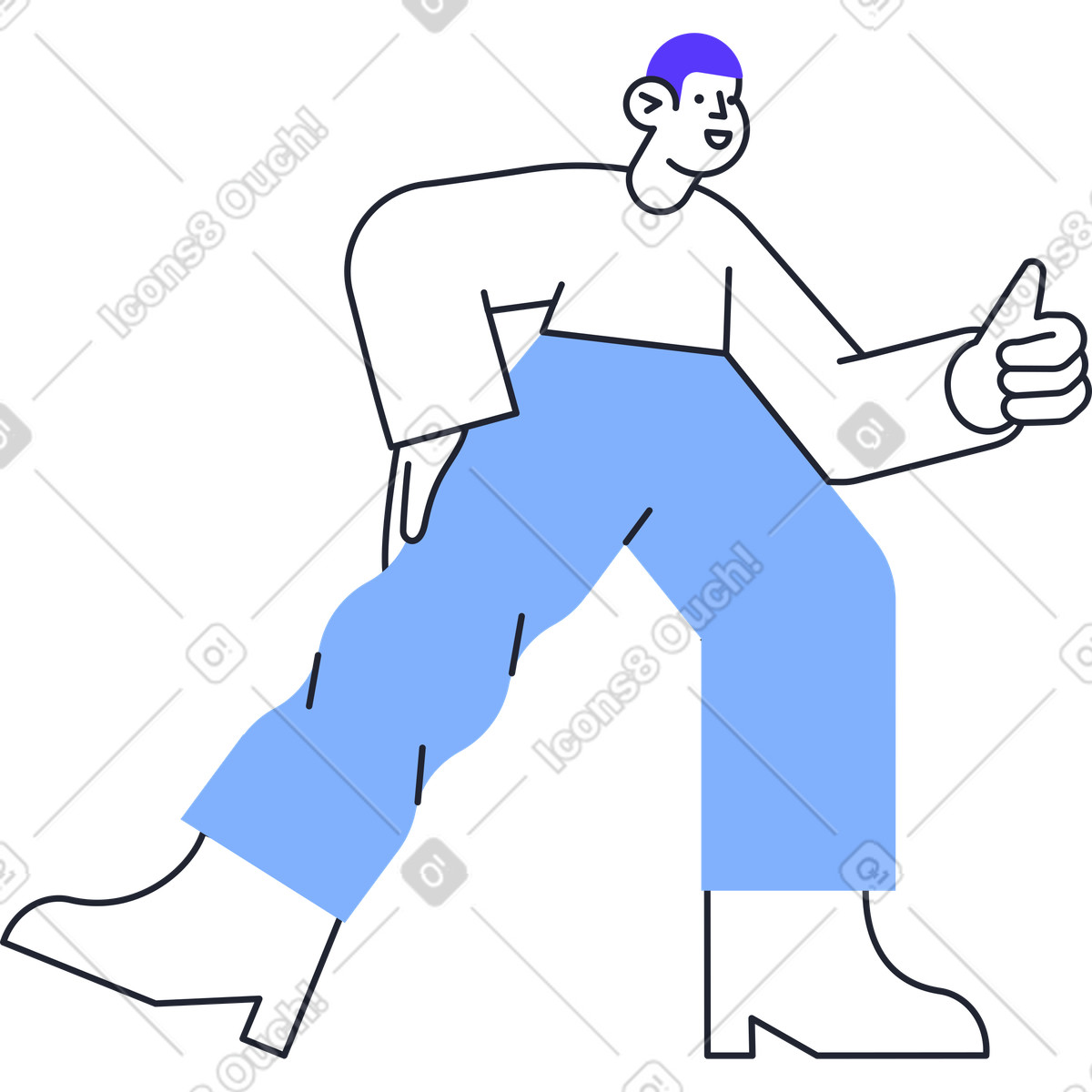 Ilustração de Homem feliz sorri em no estilo Pablita para baixar em PNG, SVG