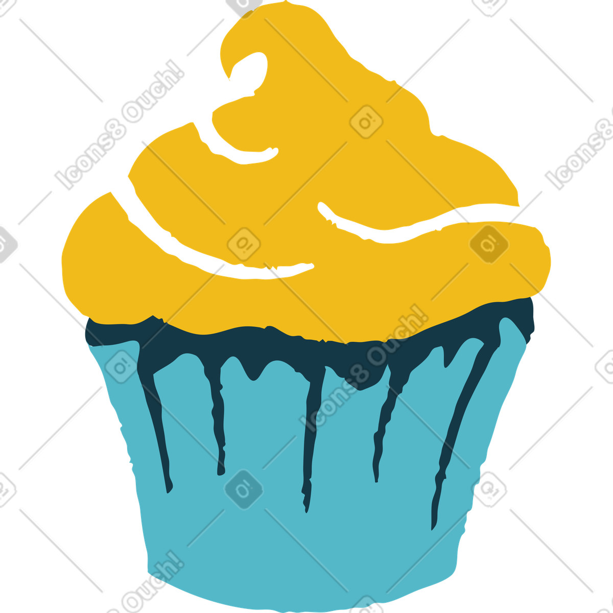 Cupcake-Illustration im Flamenco-Stil als Download in PNG, SVG