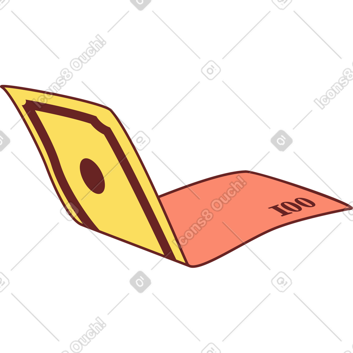 Banconota piegata illustrazione in stile Storyline scarica in PNG, SVG
