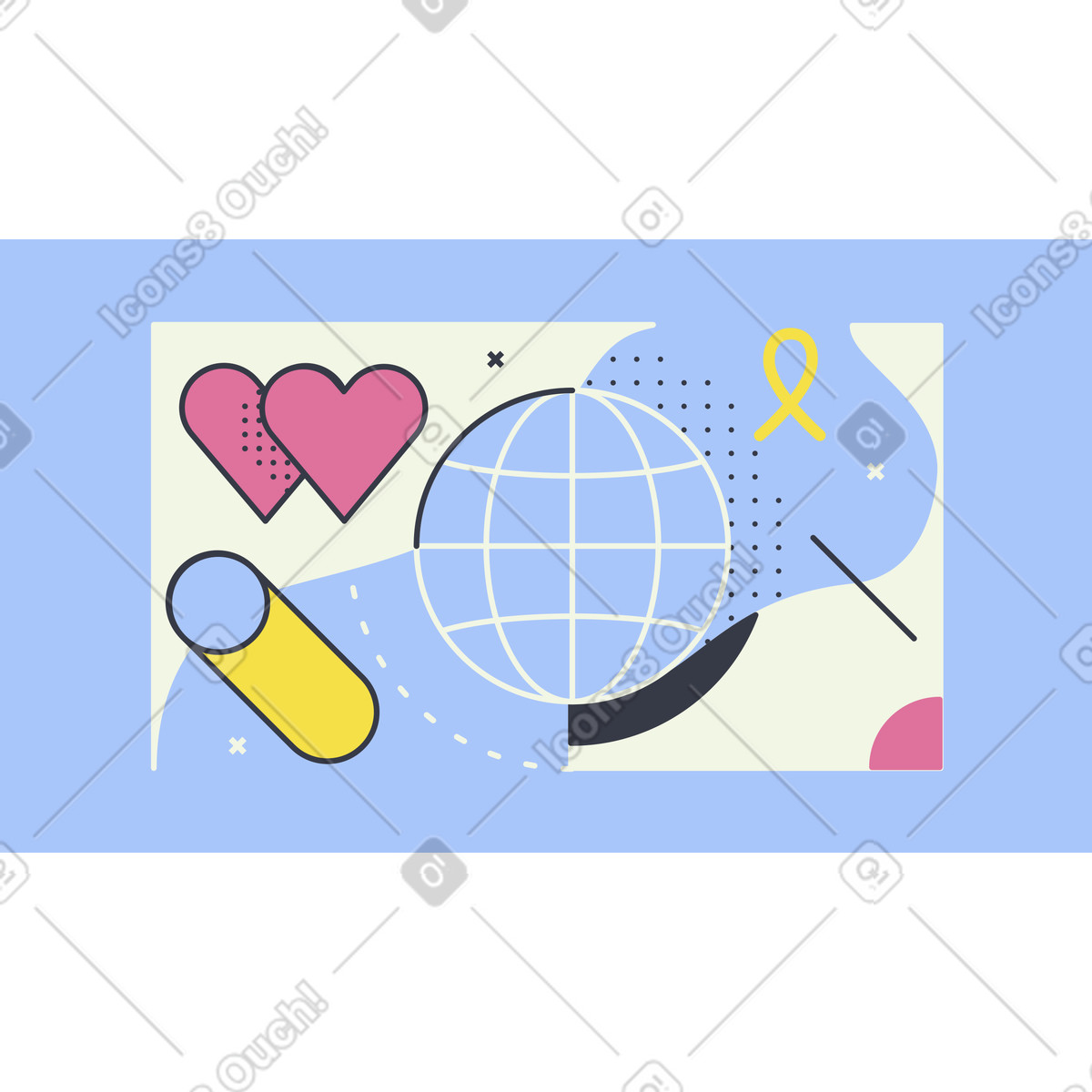 International health and care awareness, Global healthcare and support illustration in Abstract style download in PNG, SVG