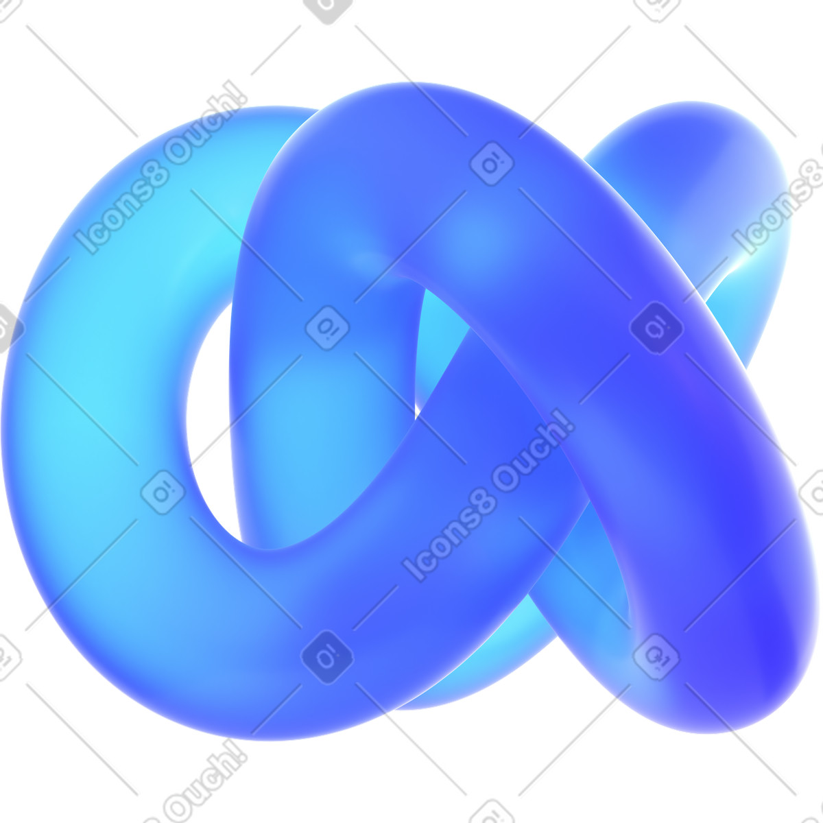 밧줄 매듭 모양 illustration in 3D Glassy style download in PNG, SVG