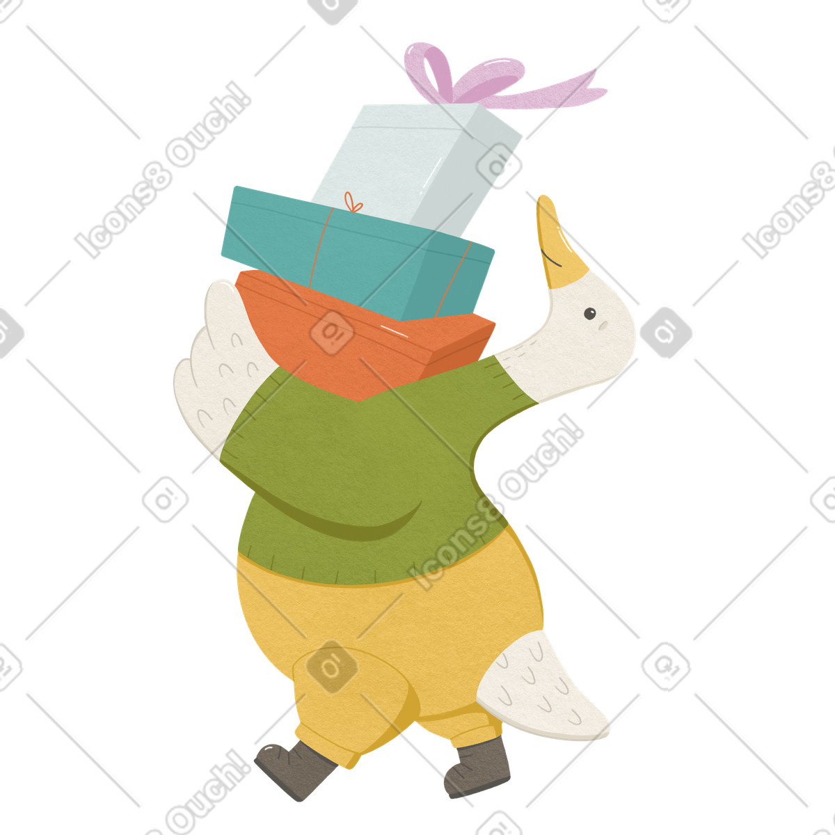 Ilustração de Ganso está carregando muitas caixas da venda em no estilo Goose para baixar em PNG, SVG