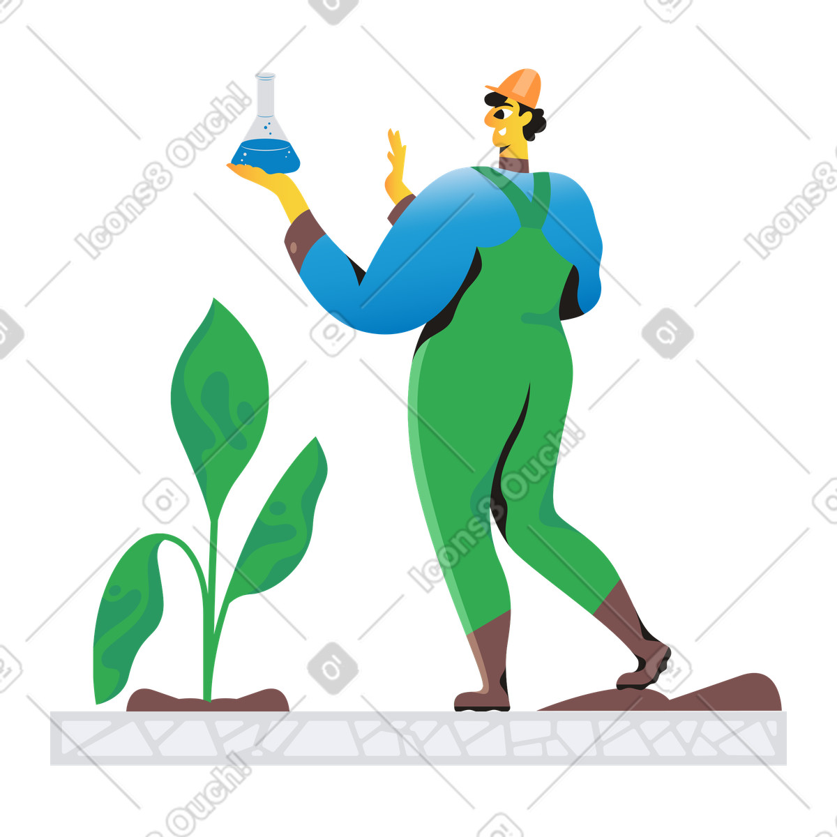 Illustration Scientifique utilisant la biotechnologie sur une plante dans le style Jaconda à télécharger aux formats PNG, SVG