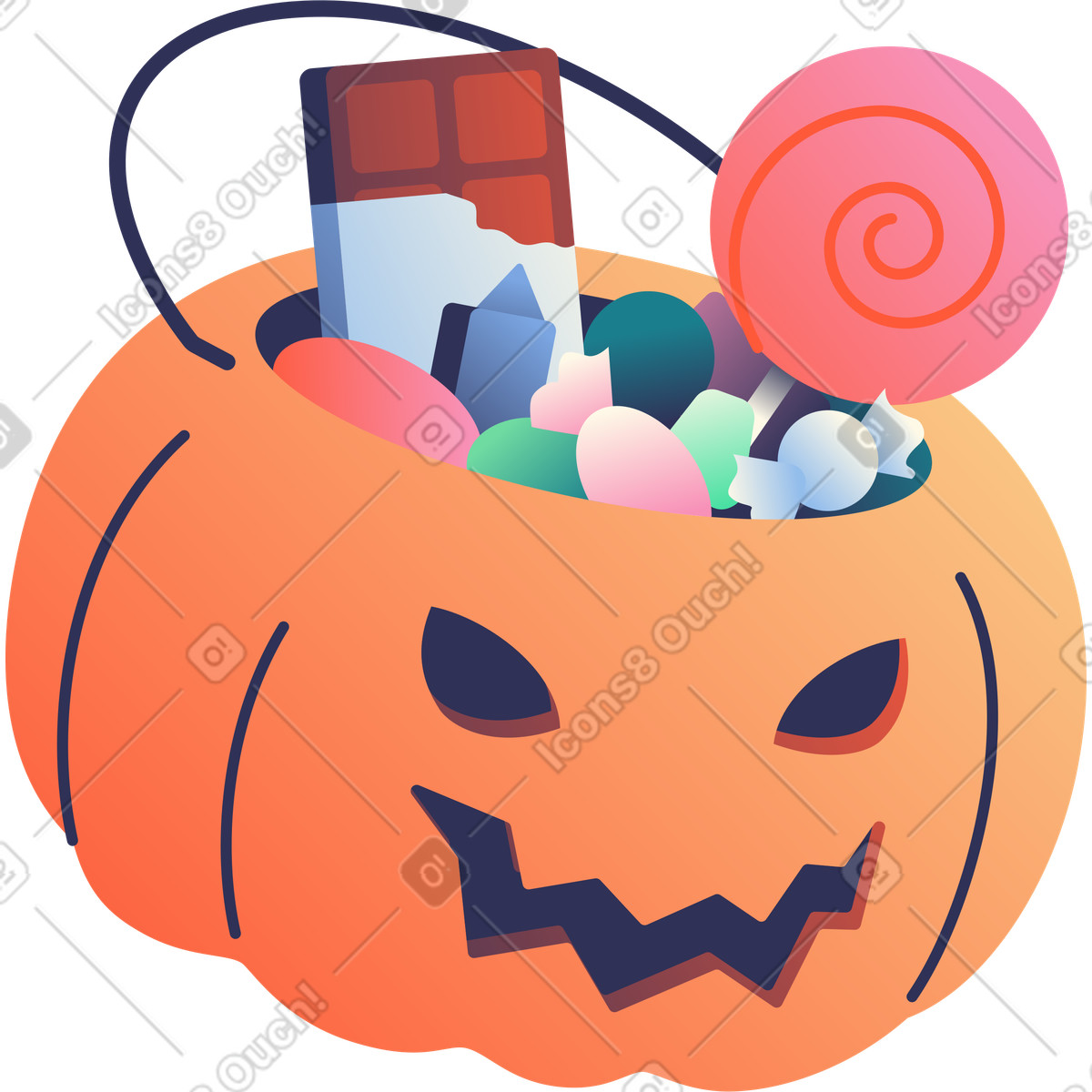 Illustration Seau à bonbons d'halloween dans le style Beam télécharger aux formats PNG, SVG