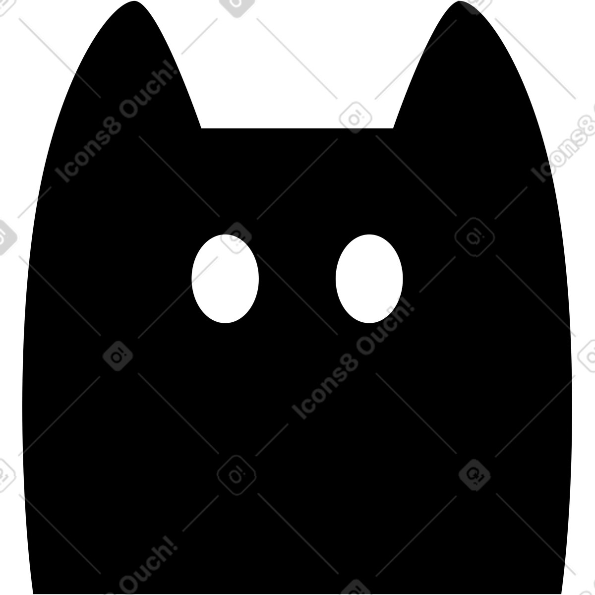 Memphis スタイルの Cat head のイラストをPNG、SVG形式でダウンロード