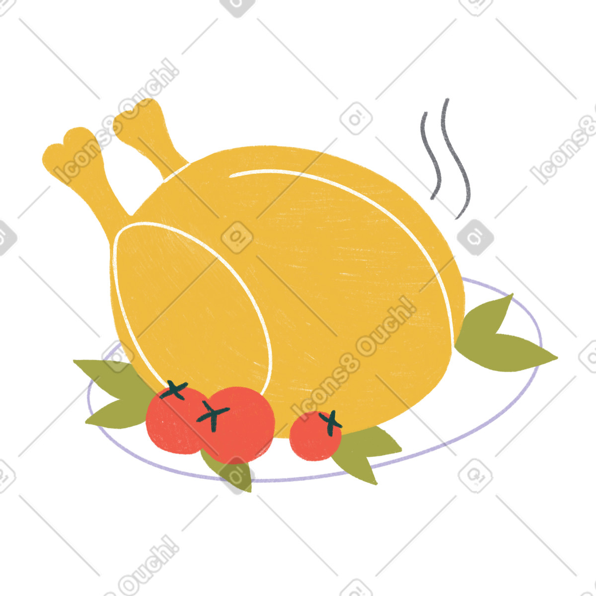 Tutti スタイルの Baked turkey with tomato and salad のイラストをPNG、SVG形式でダウンロード