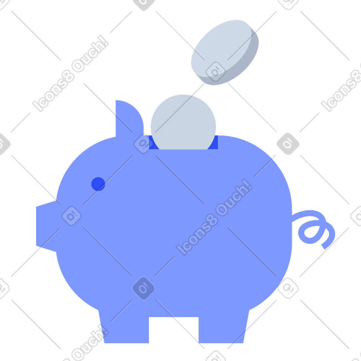 Blue piggy bank with coins for savings and budgeting illustration in System style download in PNG, SVG