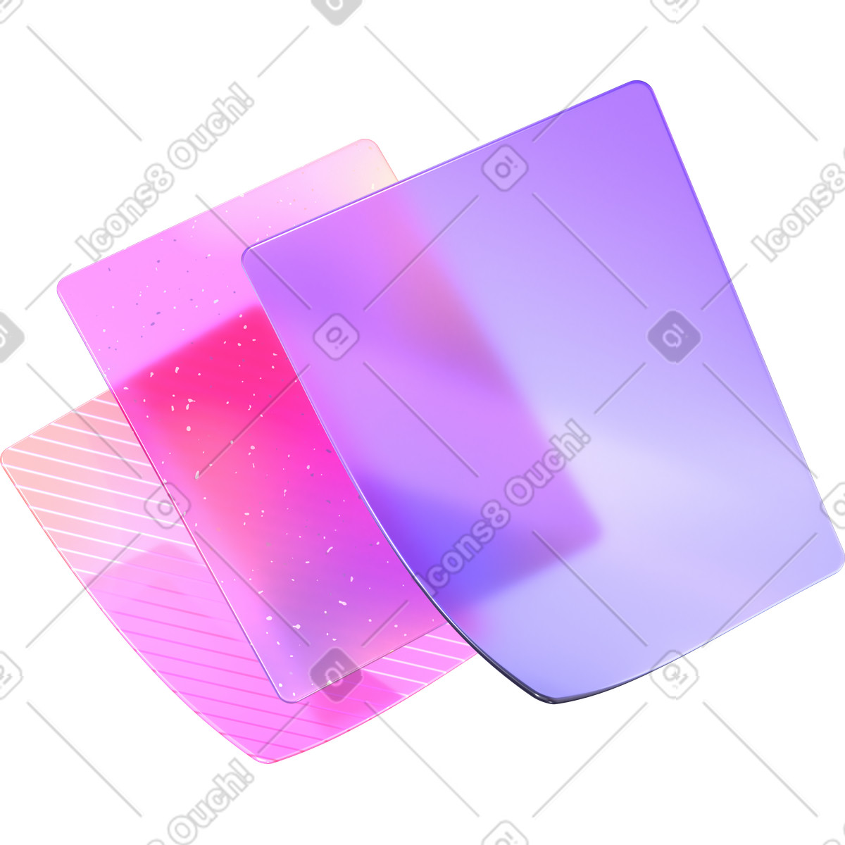 Variety of transparent cards illustration in 3D Glassy style download in PNG, SVG
