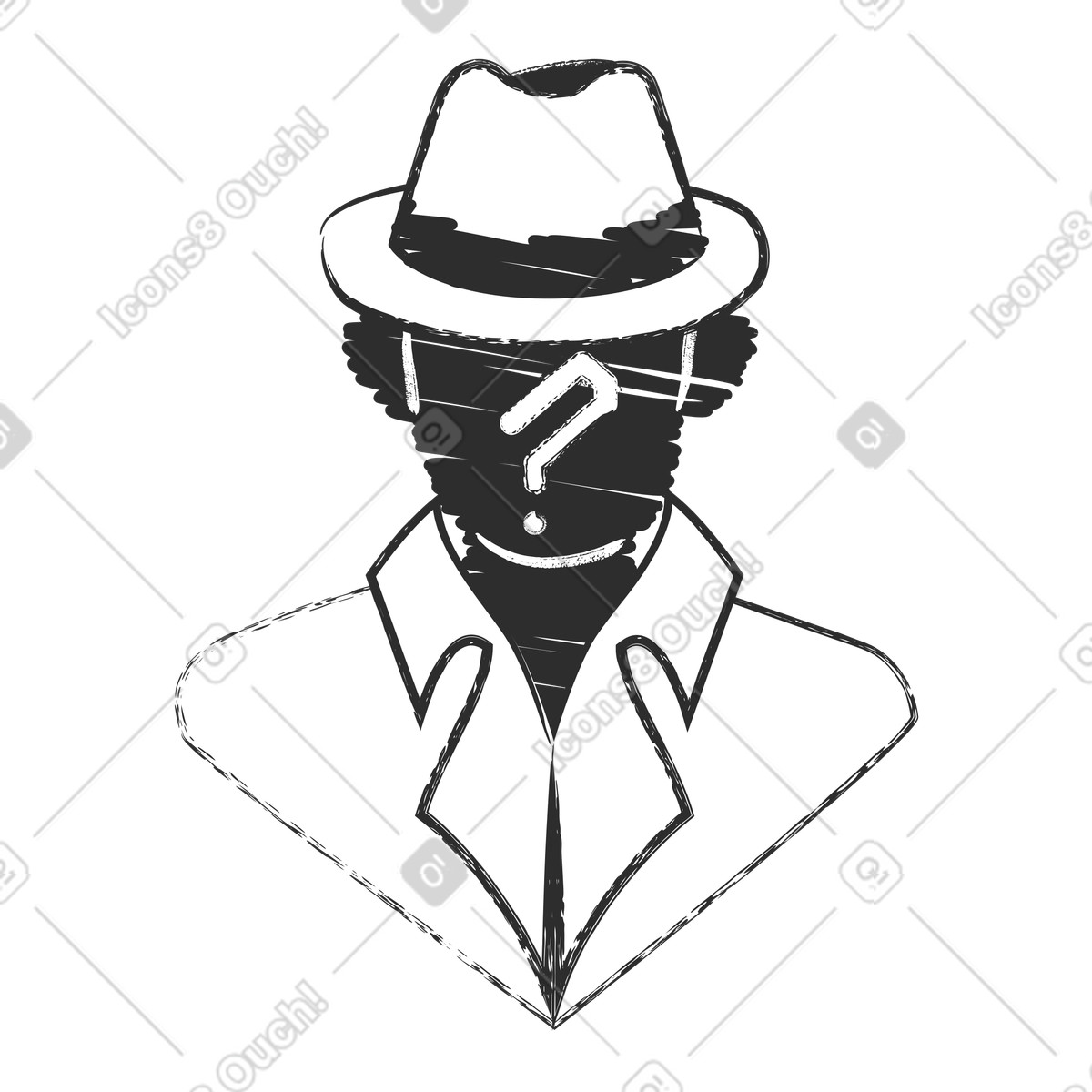 Hidden user, Online anonymity or privacy-Illustration im Graphite-Stil als Download in PNG, SVG