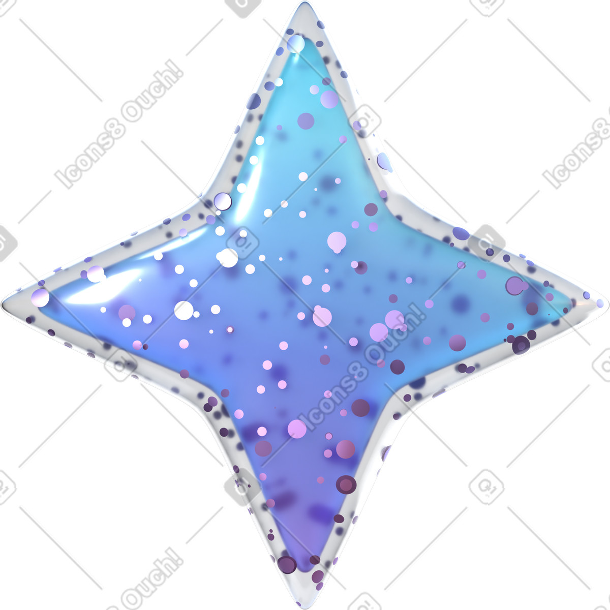 Illustration Ai star avec des paillettes dans le style 3D Glassy à télécharger aux formats PNG, SVG