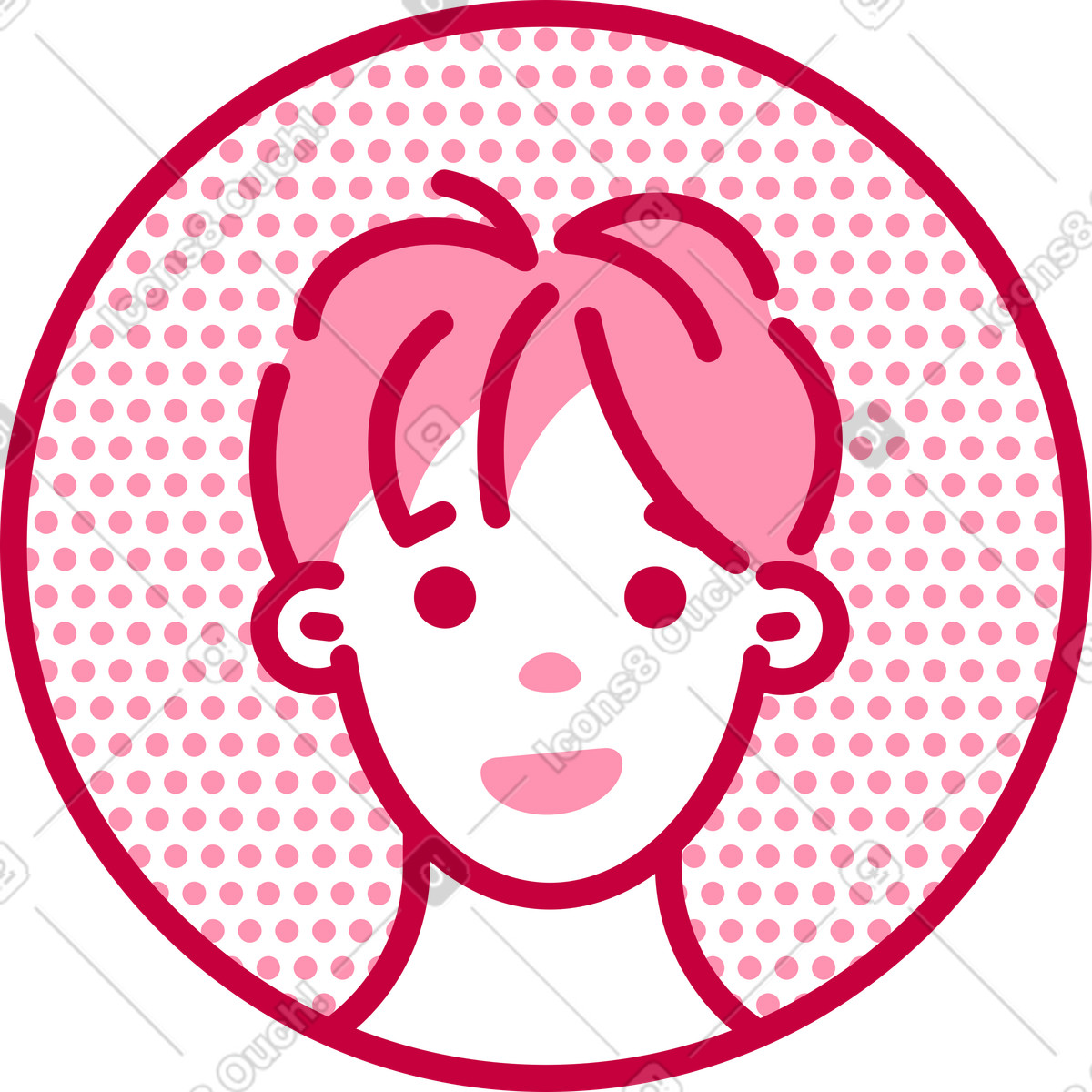 Illustration Icône d'avatar homme vue de face rose dans le style Natty à télécharger aux formats PNG, SVG