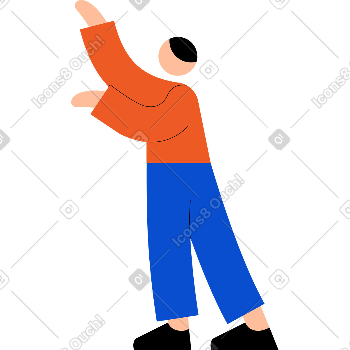 Ilustración Joven alcanzando hacia arriba en estilo Tiny a descargar en PNG y SVG