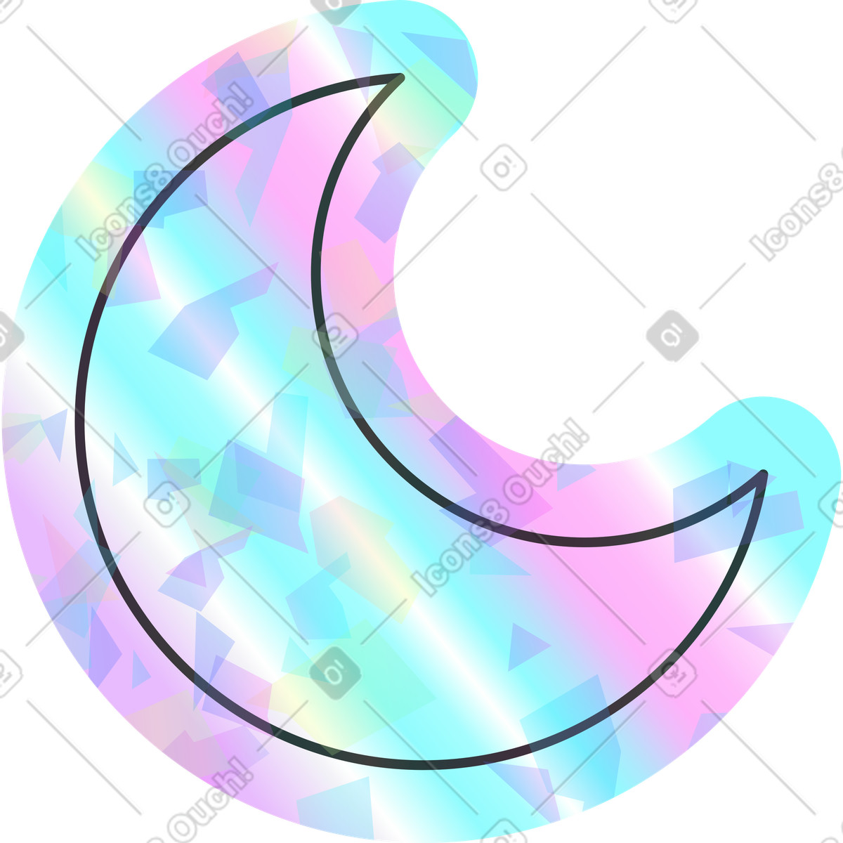 Holostickers 스타일의 달 일러스트레이션 PNG, SVG 다운로드