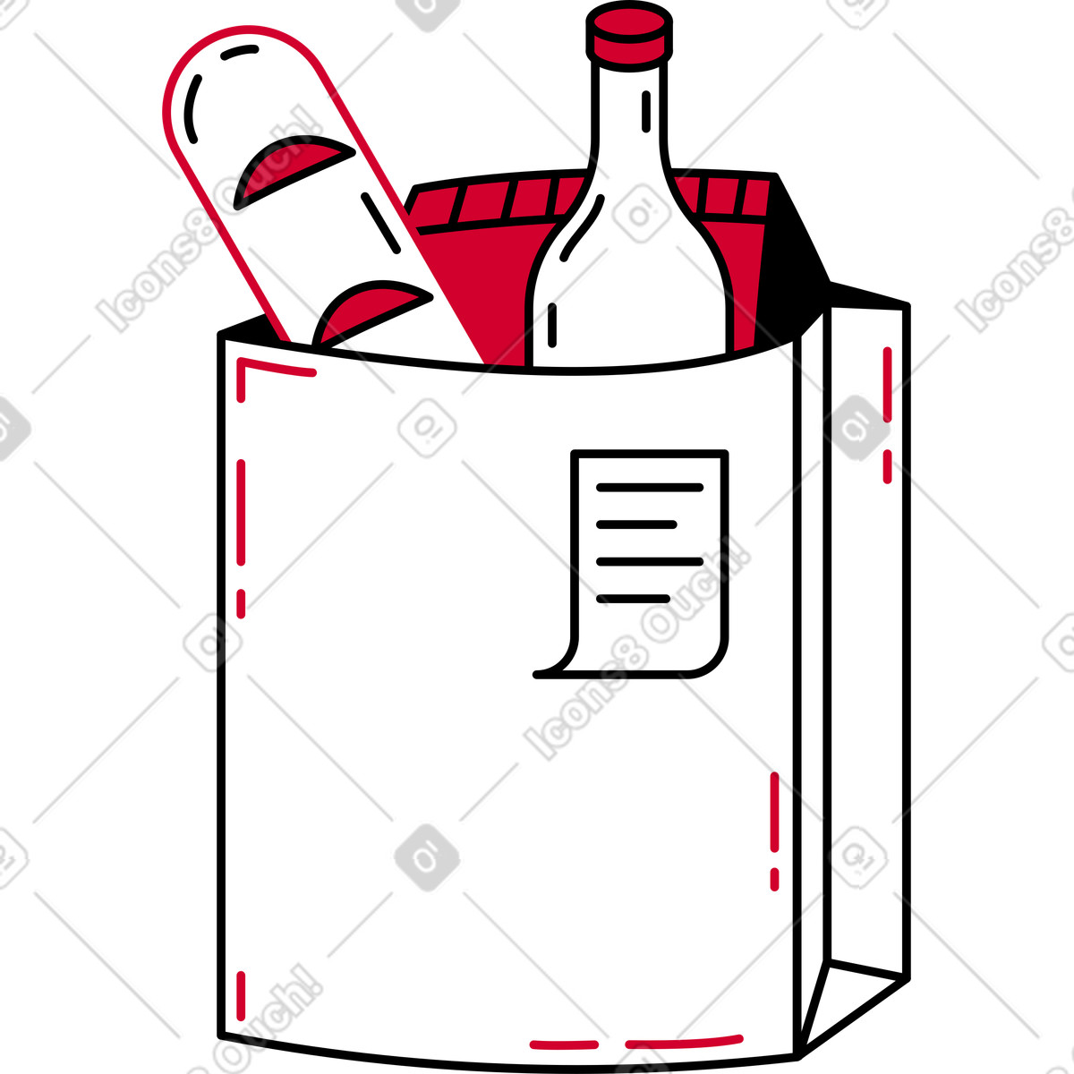 Paper bag with groceries illustration in Ruby style download in PNG, SVG