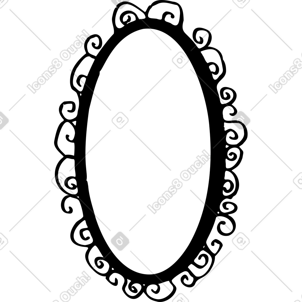 Big oval frame with decorations illustration in Marks style download in PNG, SVG