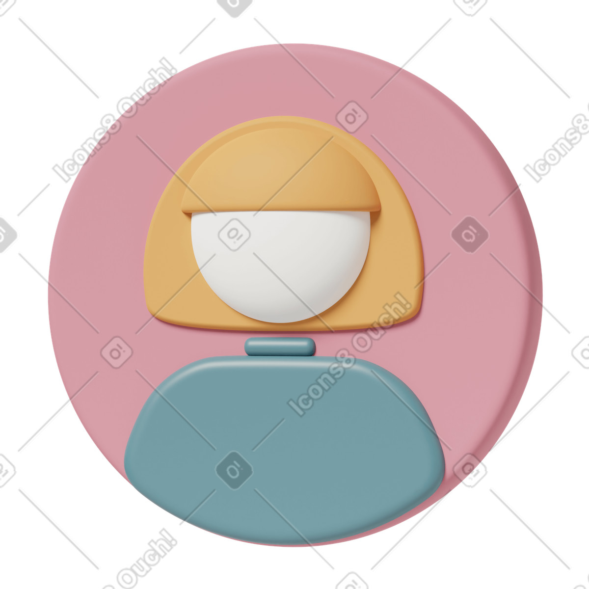 Profile picture of blonde woman in blue shirt illustration 3D Casual life style download PNG, SVG