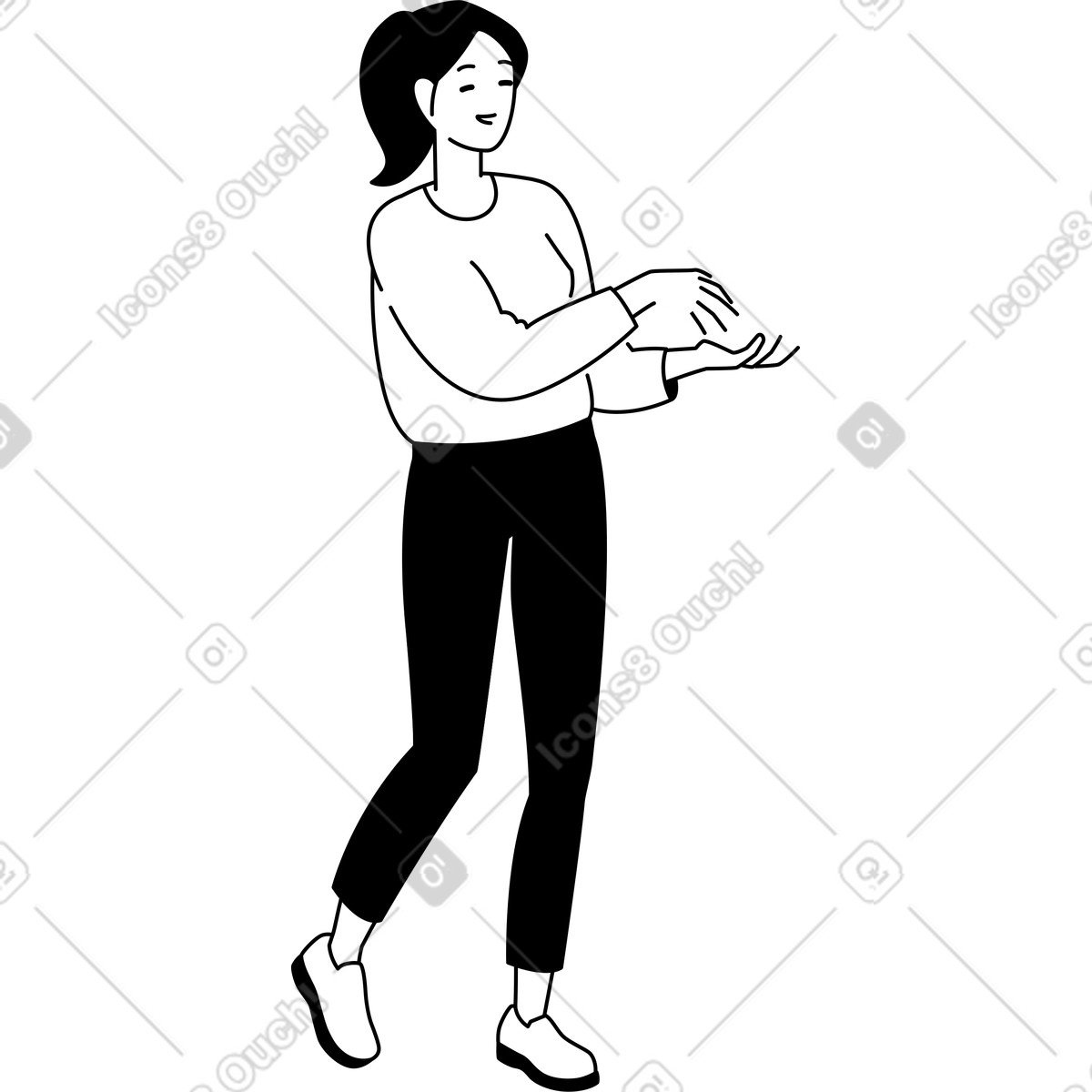 Young woman with a ponytail illustration in Weekday style download in PNG, SVG