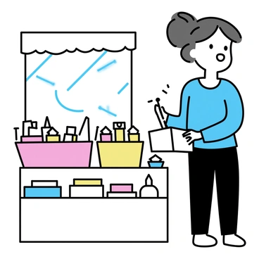 An ATSEM, wearing a light blue shirt and black pants, is organizing colorful art supplies on a low wooden shelf in a classroom. The shelf is filled with various items including red, yellow, and blue crayons, small paint bottles, and stacks of construction paper. The walls of the classroom are adorned with children's drawings. Sunlight streams through a window, casting soft shadows on the floor. The ATSEM is carefully arranging the supplies, ensuring each item is visible and accessible.