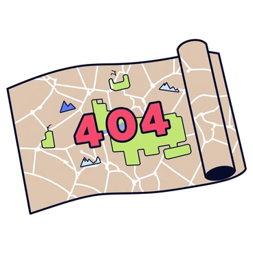 A faded road map with a bold '404' marking an unreachable destination