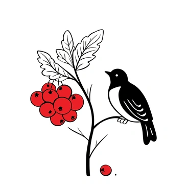 An eastern bluebird feeding on a cluster of vibrant red berries