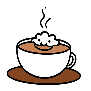 A close-up of a white ceramic cup filled with steaming coffee. The cup is resting on a wooden table. On the surface of the coffee, there is a smiley face created with white foam. The smiley face has two round eyes and a wide grin. The coffee has a rich brown color, and the foam is fluffy and textured, contrasting with the dark beverage beneath. The scene conveys warmth and comfort.