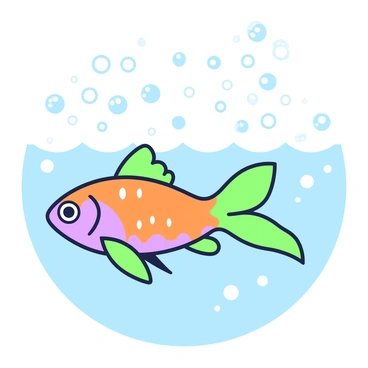 A goldfish is swimming gracefully in clear water. The goldfish has vibrant orange scales and flowing fins. Surrounding the goldfish, there is a flurry of shimmering bubbles of various sizes, drifting upwards. The scene captures the movement of the fish and bubbles, creating a lively underwater atmosphere. Light reflects off the bubbles, enhancing their sparkling appearance in the water.