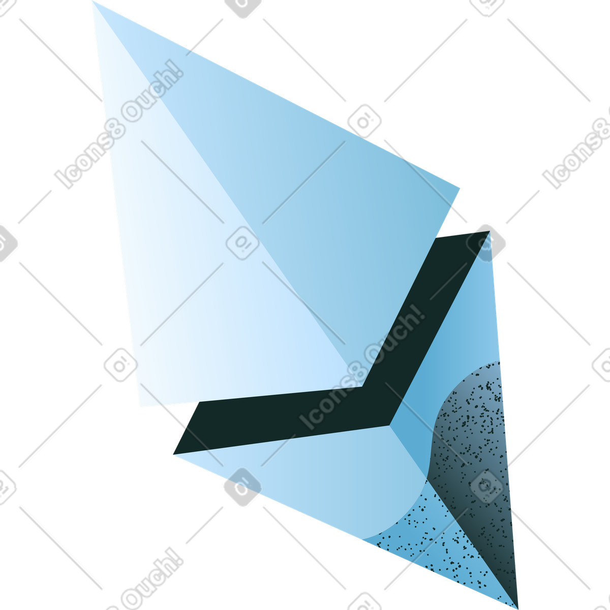 Volumetric Ethereum blue symbol illustration in Concept style download in PNG, SVG