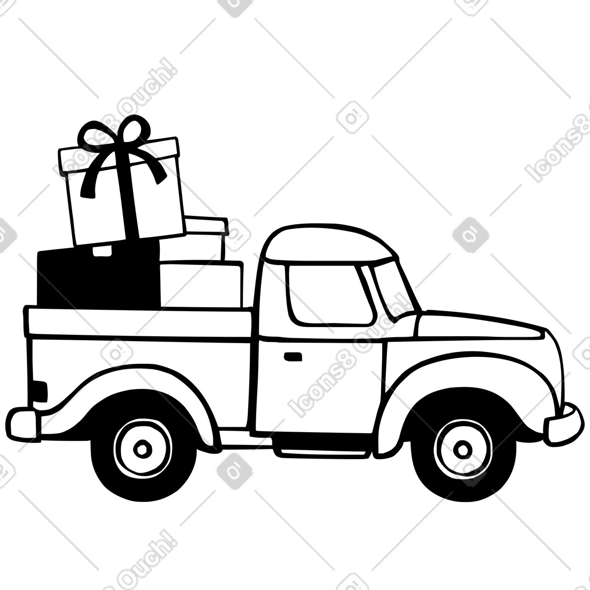 Consegna regali con pick-up illustrazione in stile Journal scarica in PNG, SVG