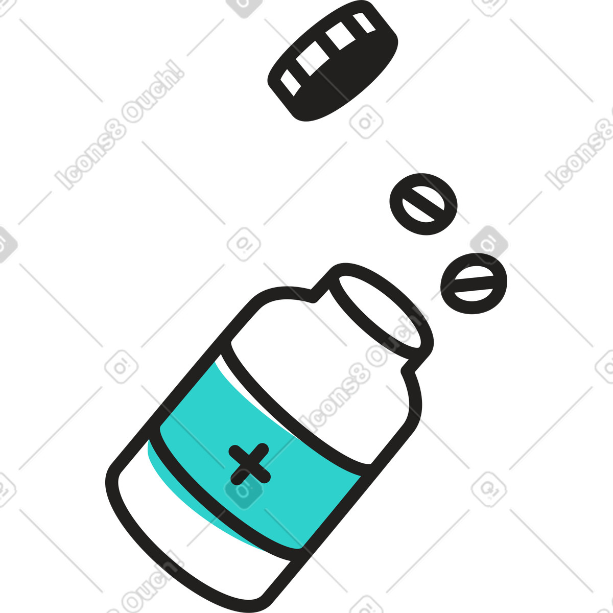 Illustration Pilules dans un pot le style Little à télécharger aux formats PNG, SVG