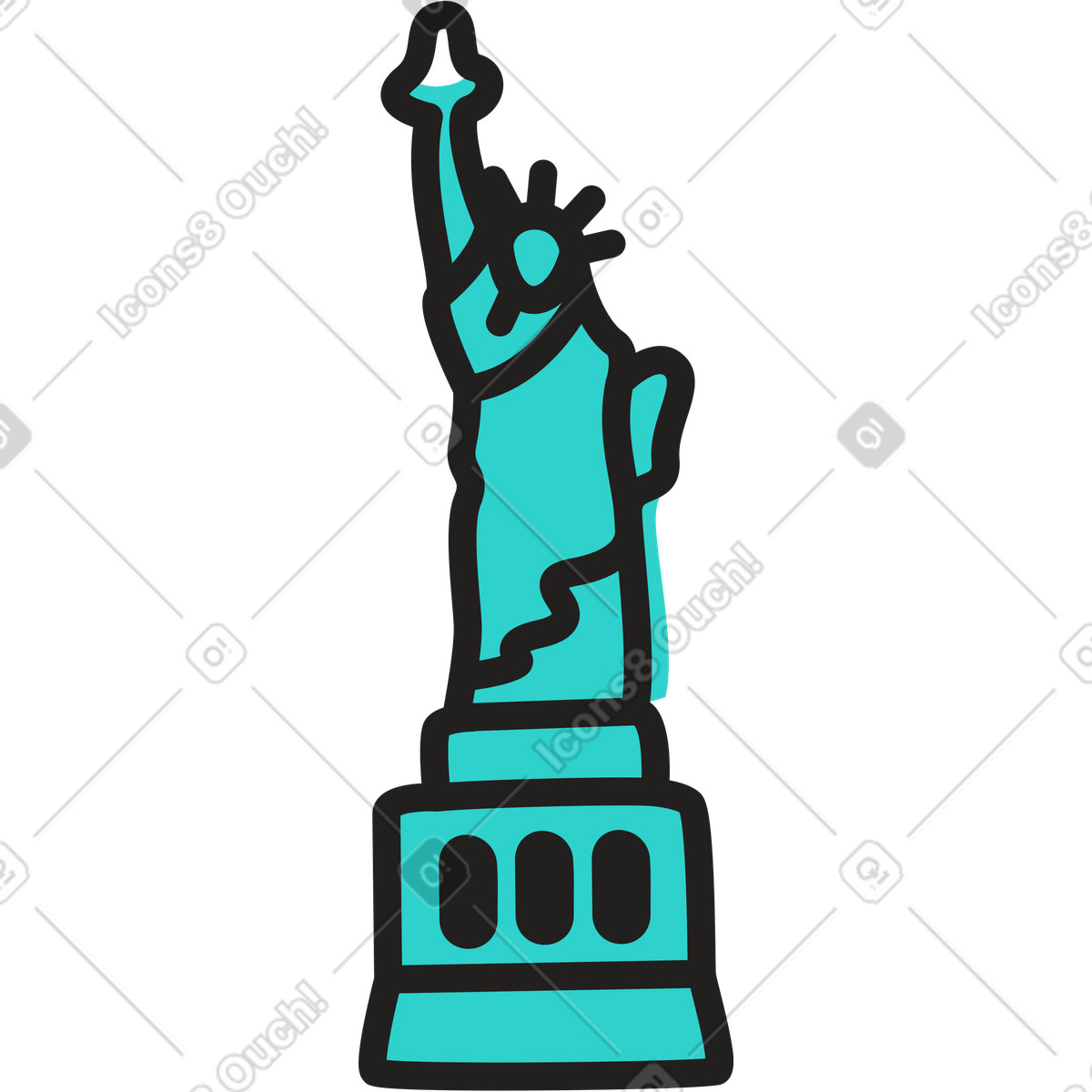 Statua della libertà illustrazione in stile Little scarica in PNG, SVG
