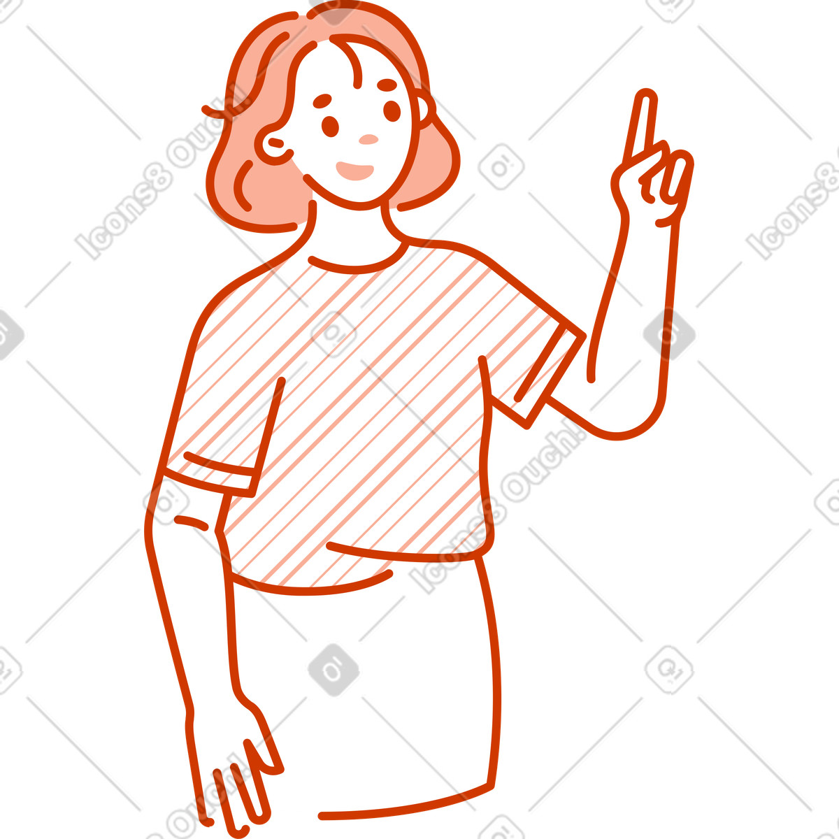 Illustration Femme pointant vers le haut dans style Natty à télécharger aux formats PNG, SVG