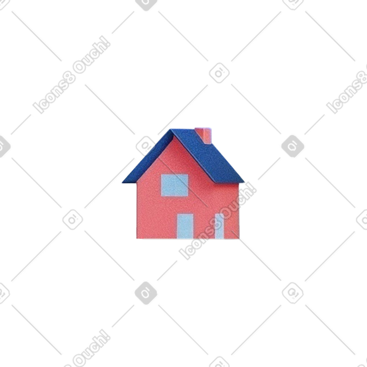 Rotes haus-Illustration im Grainy-Stil als Download in PNG, SVG