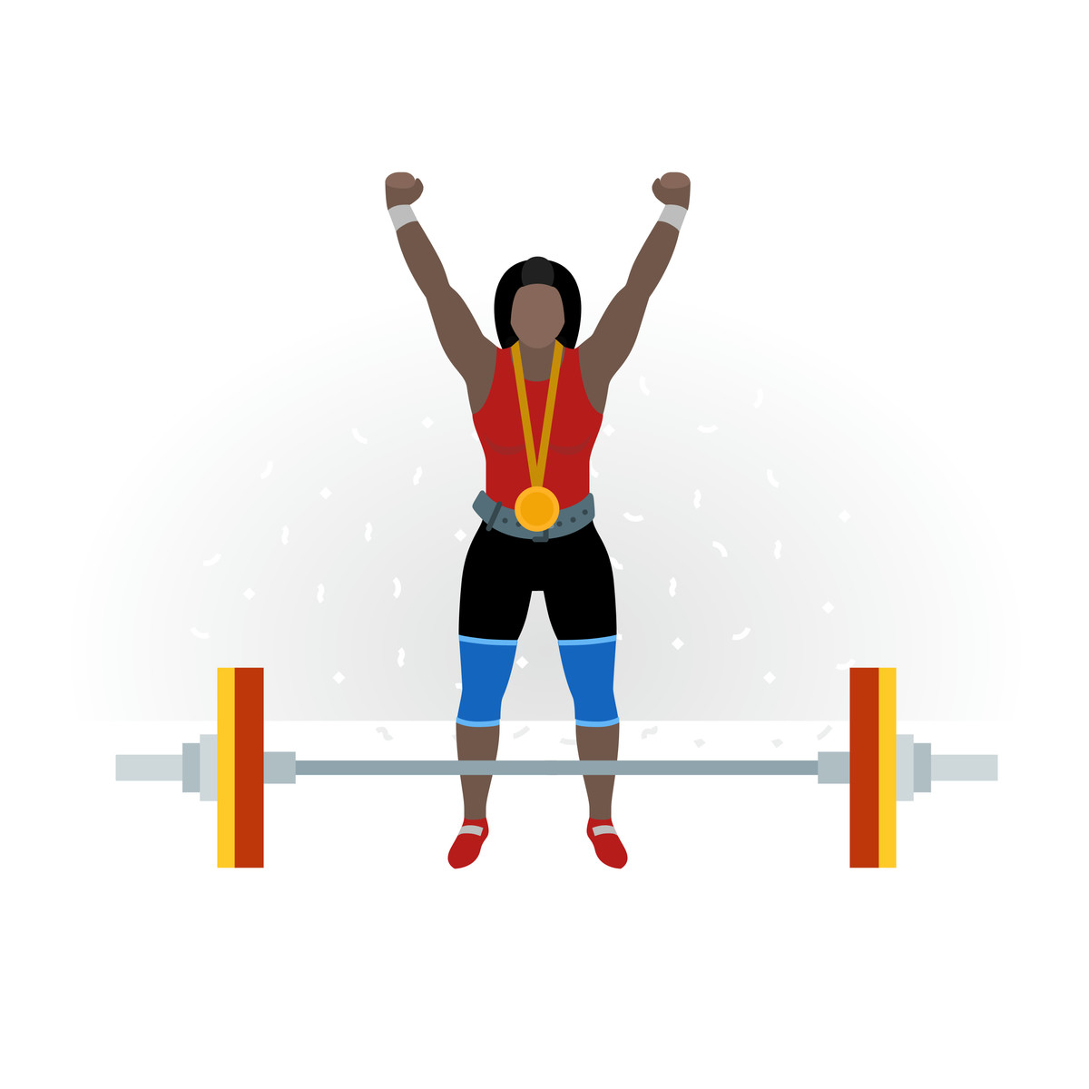 Иллюстрация Female powerlifter celebrating her victory в стиле Fogg — скачать в форматах PNG, SVG