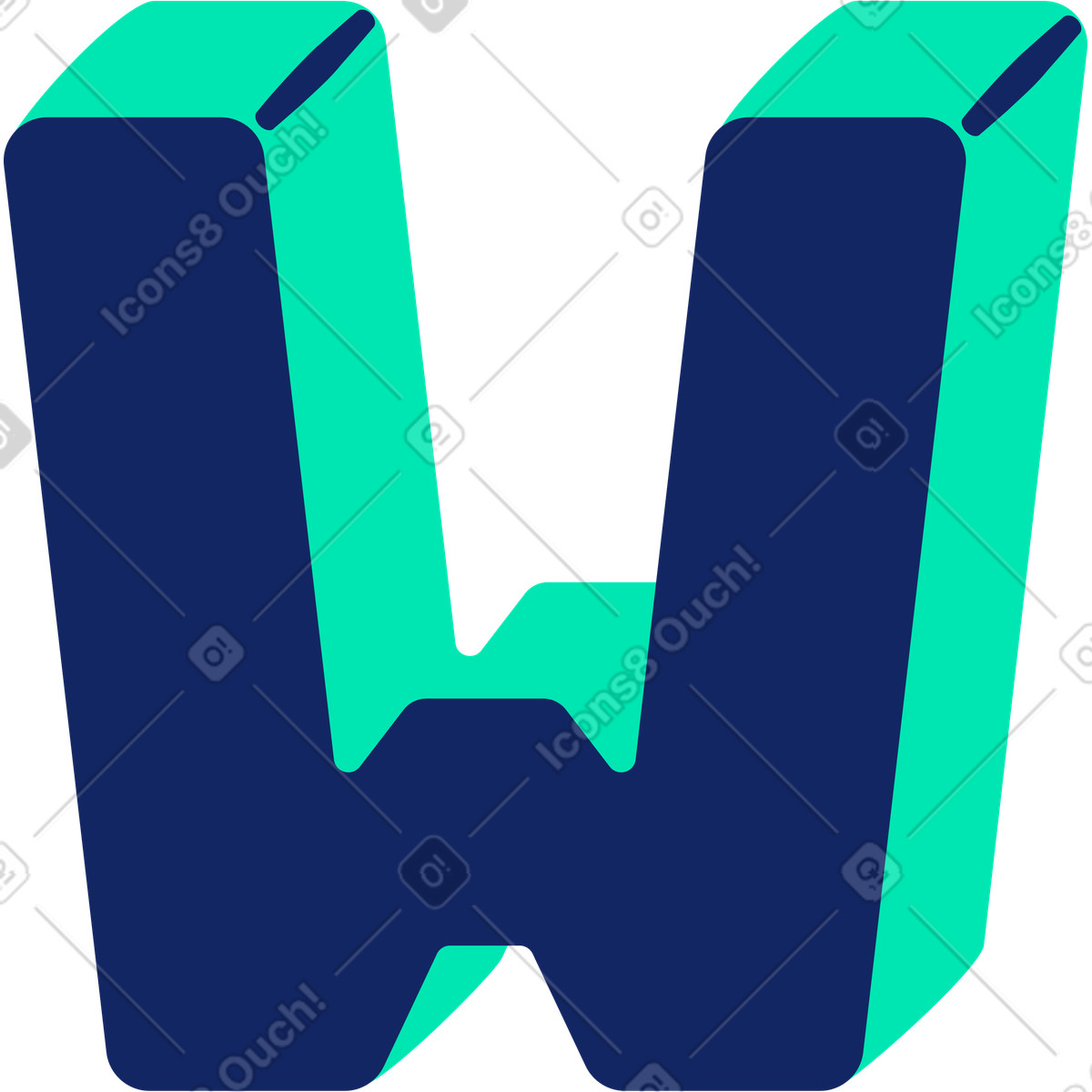 Ilustración Letra w en estilo Cyborg a descargar en PNG y SVG